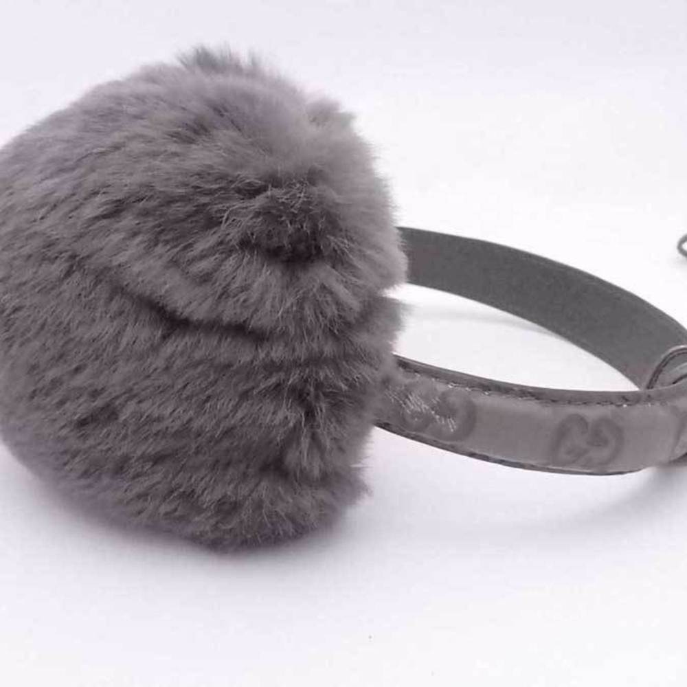 Gucci GUCCI earmuffs sima fur/leather gray unisex 245929 - Picture 3 of 5